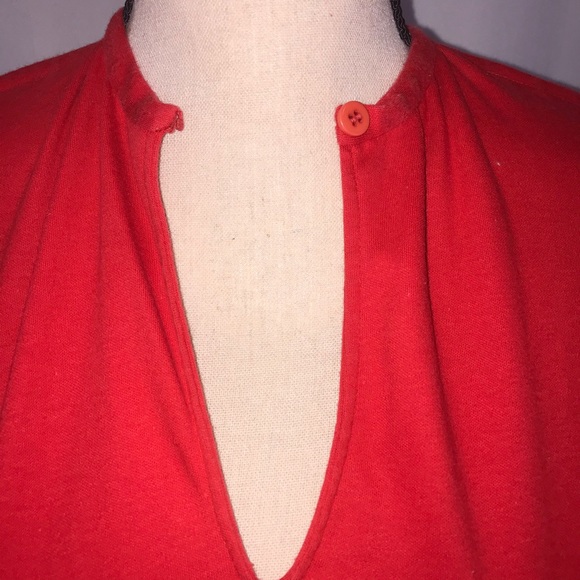 Vintage 70’s red v neck tie sleeve cotton top - Picture 6 of 9